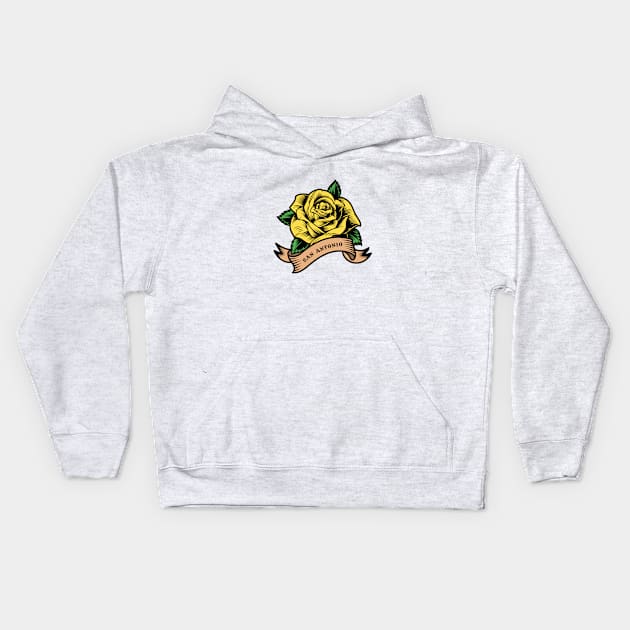 Yellow Rose Of San Antonio Kids Hoodie by Drizzy Tees